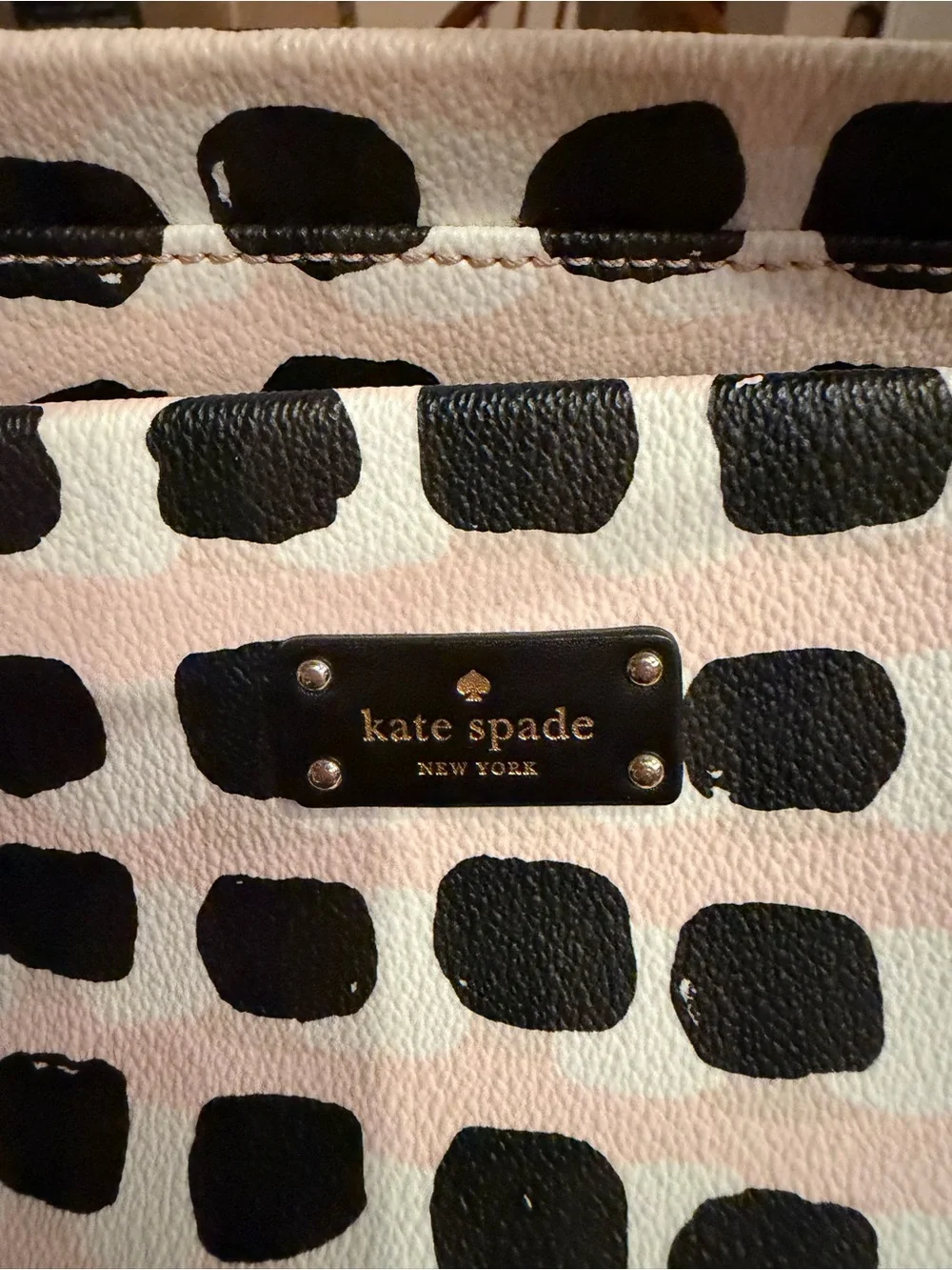kate spade Black and White Painted Dot Leather Tote